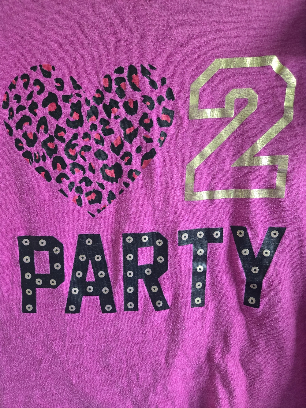 2 Pc  Pink Graphic Tee with Leopard Heart & Blue Y2K Style Ornate Design